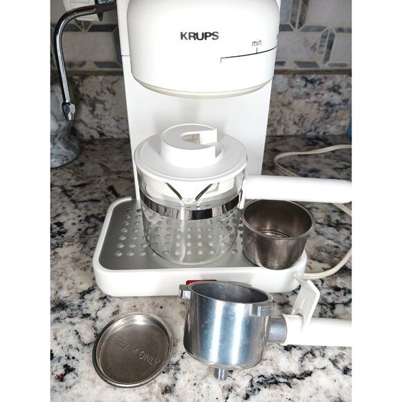Krups White Espresso Mini 963 Cappuccino Maker Frother Machine With Accessories - Picture 3 of 16